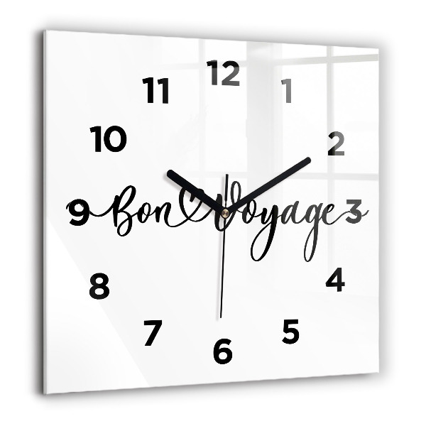 Square glass wall clock The inscription Bon voyage