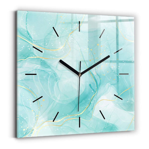 Square glass wall clock Abstract marble