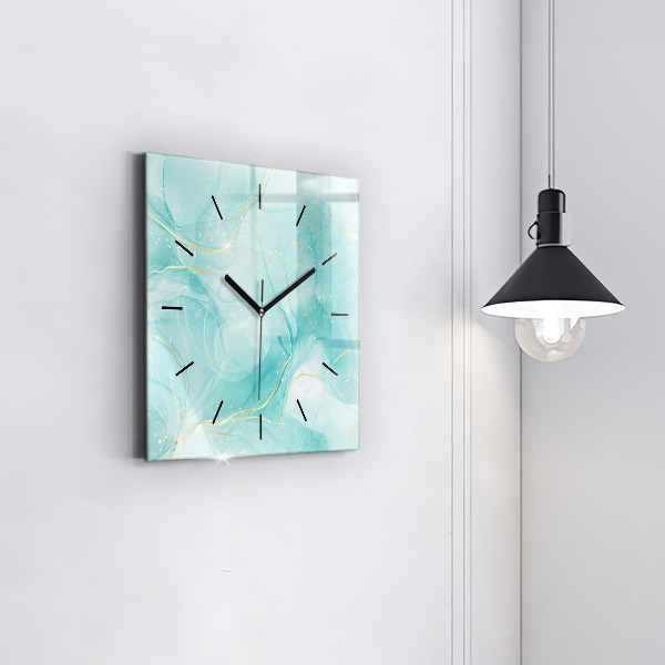 Square glass wall clock Abstract marble
