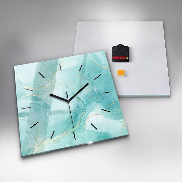 Square glass wall clock Abstract marble
