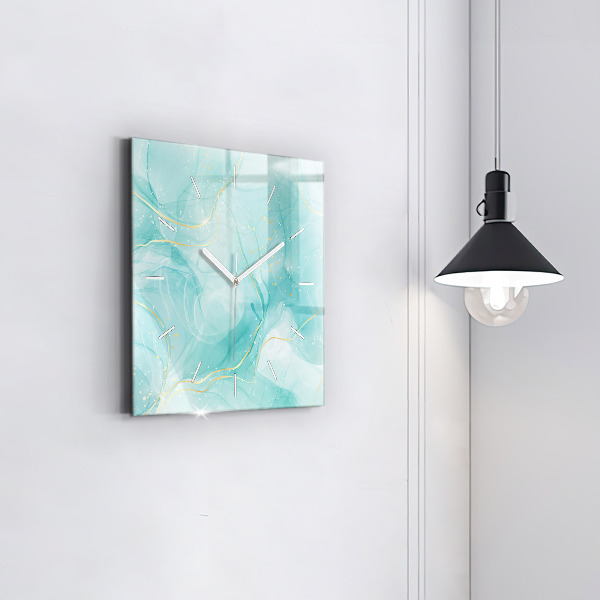 Square glass wall clock Abstract marble