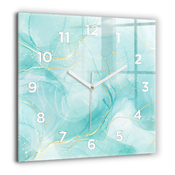 Square glass wall clock Abstract marble