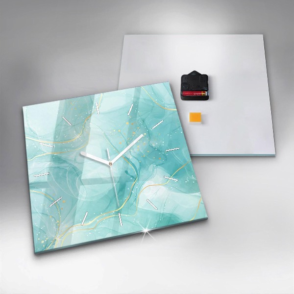 Square glass wall clock Abstract marble