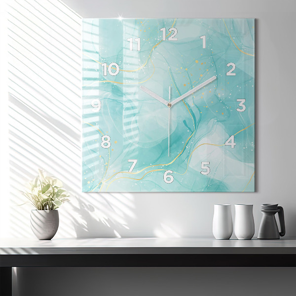 Square glass wall clock Abstract marble