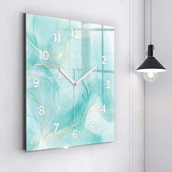 Square glass wall clock Abstract marble