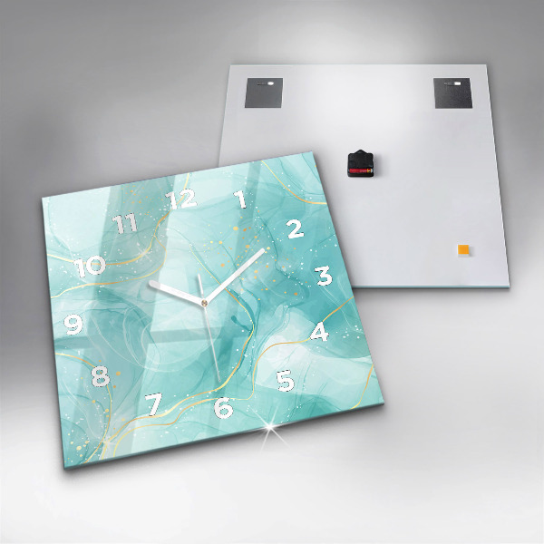 Square glass wall clock Abstract marble
