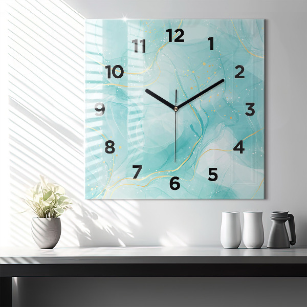 Square glass wall clock Abstract marble