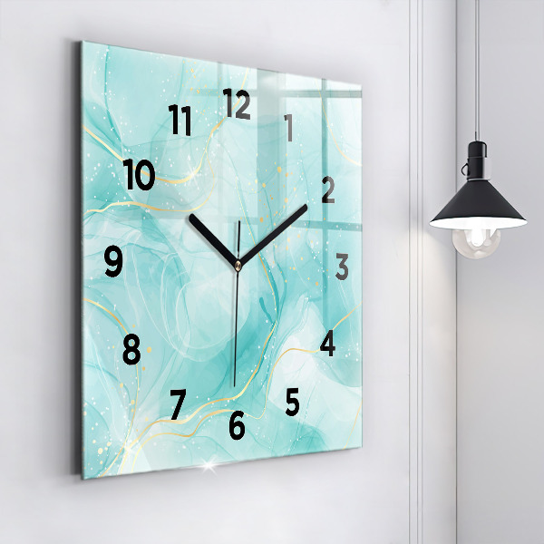 Square glass wall clock Abstract marble