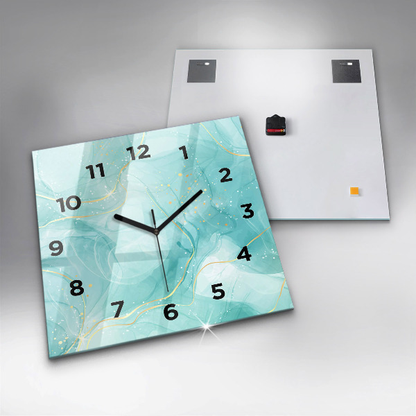 Square glass wall clock Abstract marble