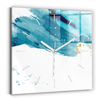 Square glass wall clock Brush strokes