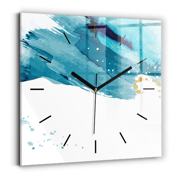 Square glass wall clock Brush strokes