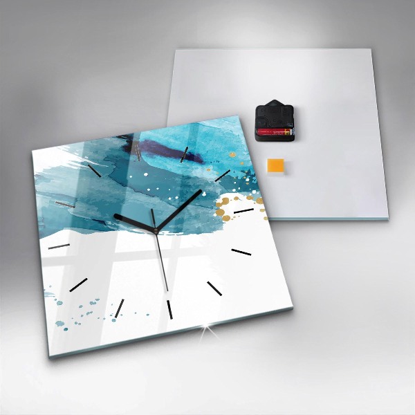 Square glass wall clock Brush strokes