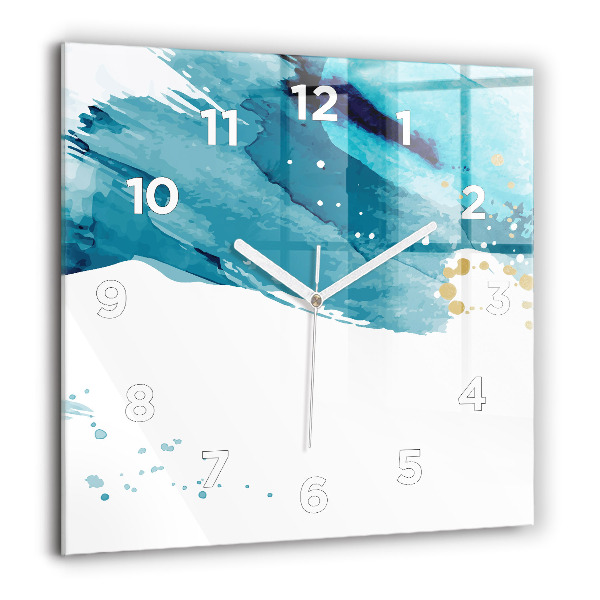 Square glass wall clock Brush strokes