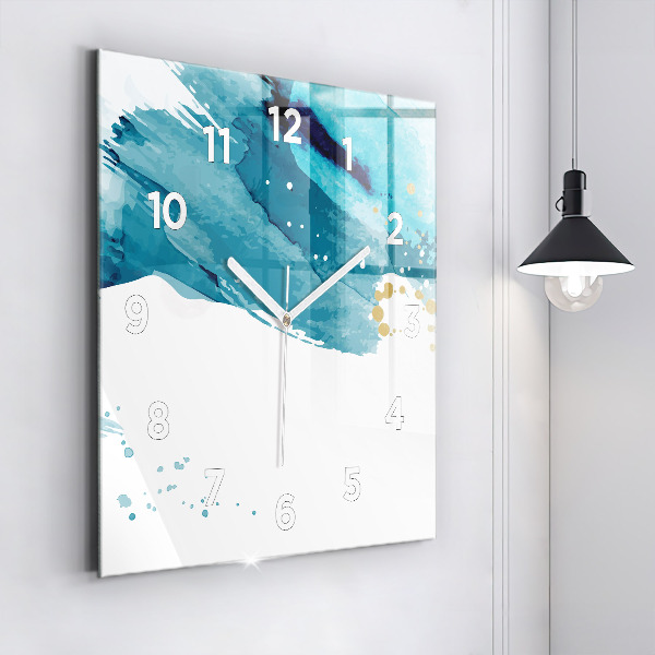 Square glass wall clock Brush strokes