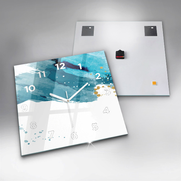 Square glass wall clock Brush strokes