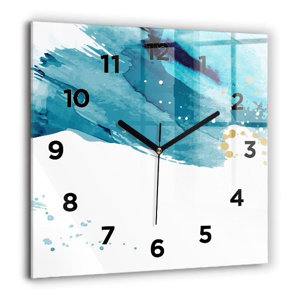 Square glass wall clock Brush strokes