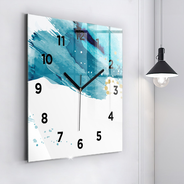 Square glass wall clock Brush strokes