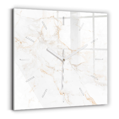 Square glass wall clock Elegant marble