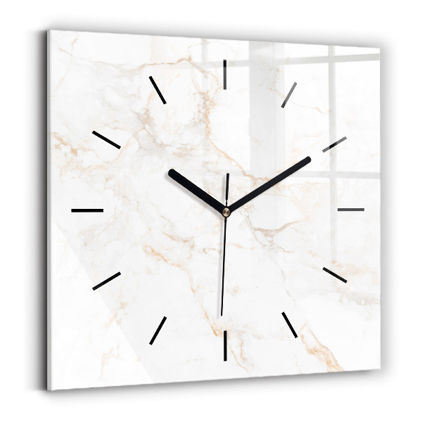 Square glass wall clock Elegant marble