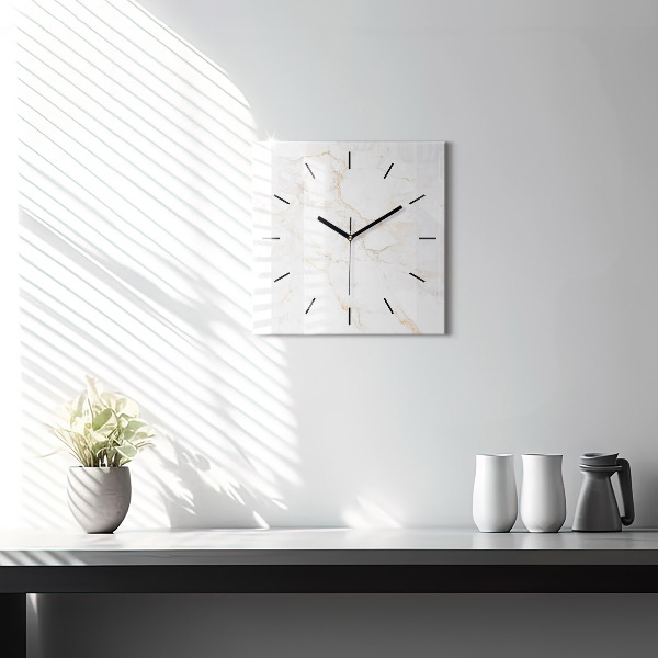 Square glass wall clock Elegant marble