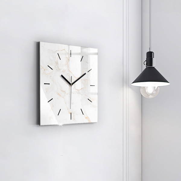 Square glass wall clock Elegant marble