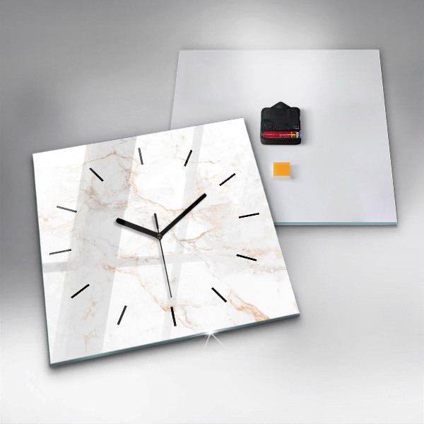 Square glass wall clock Elegant marble