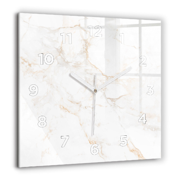 Square glass wall clock Elegant marble