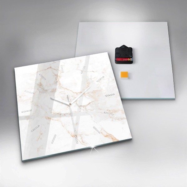 Square glass wall clock Elegant marble