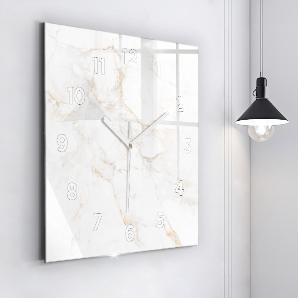 Square glass wall clock Elegant marble