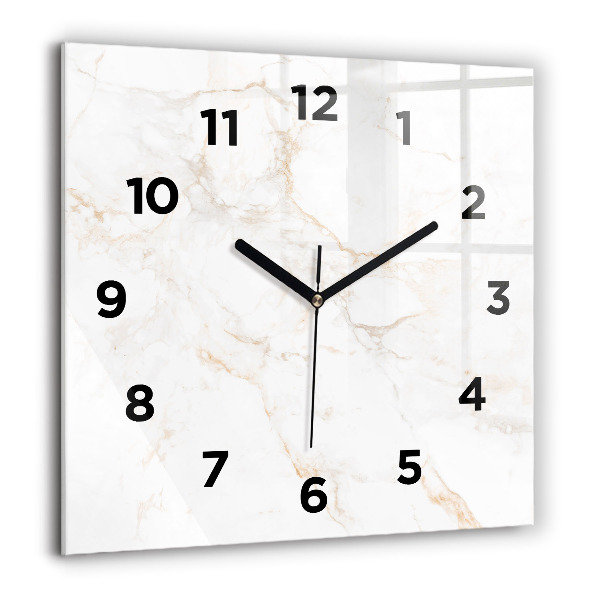 Square glass wall clock Elegant marble