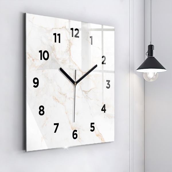 Square glass wall clock Elegant marble