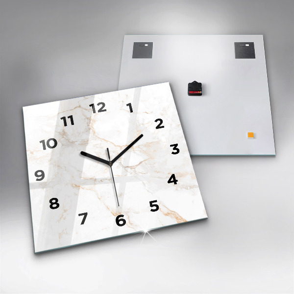 Square glass wall clock Elegant marble