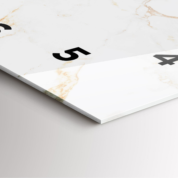 Square glass wall clock Elegant marble