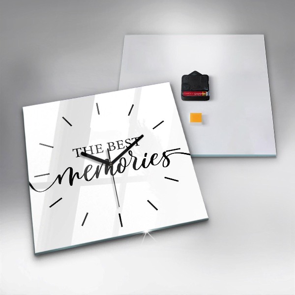 Square glass wall clock The inscription Memories