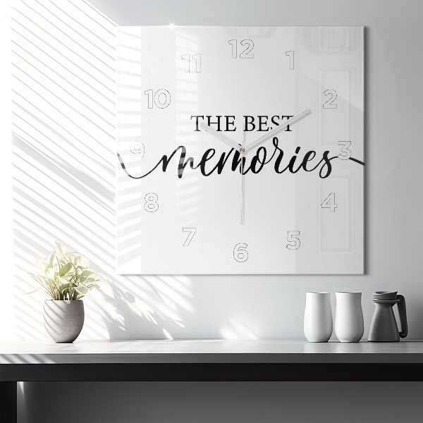 Square glass wall clock The inscription Memories