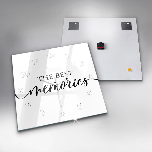 Square glass wall clock The inscription Memories