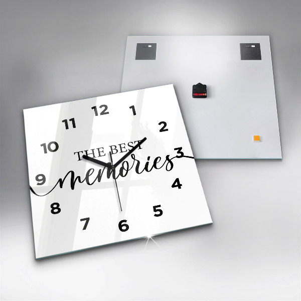 Square glass wall clock The inscription Memories