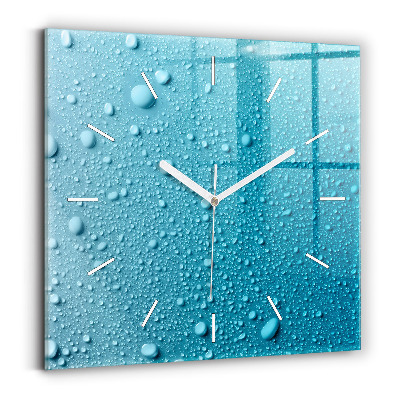 Square glass wall clock Water drops on glass