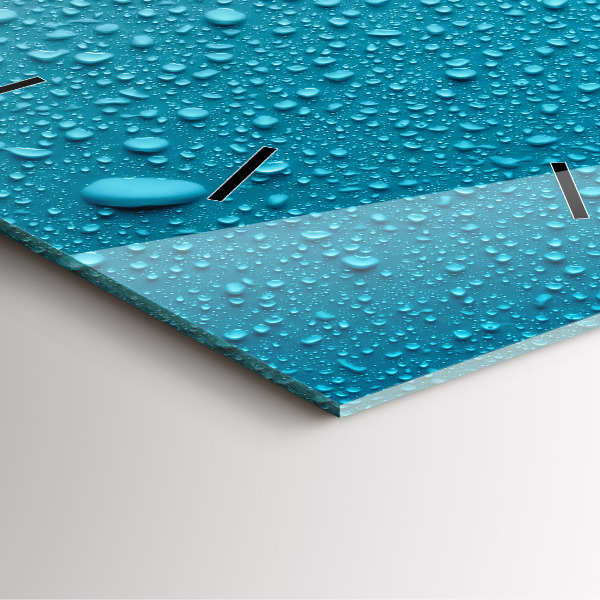 Square glass wall clock Water drops on glass
