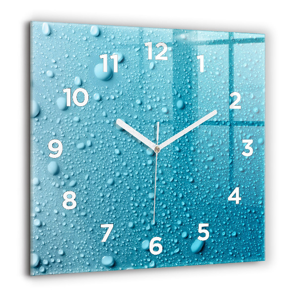 Square glass wall clock Water drops on glass