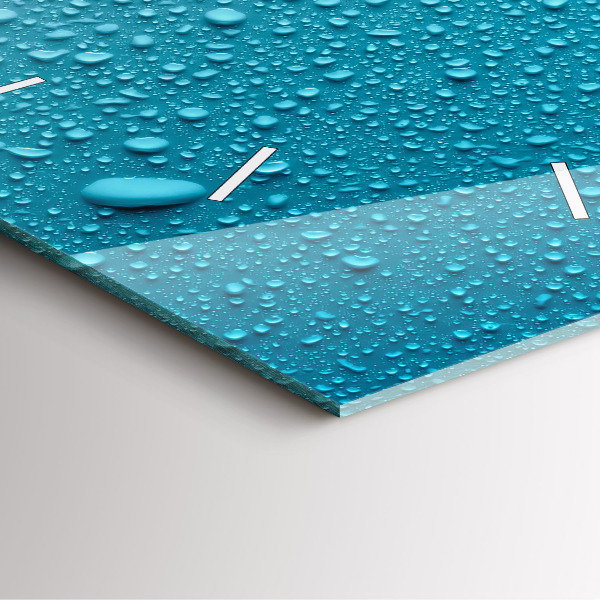 Square glass wall clock Water drops on glass