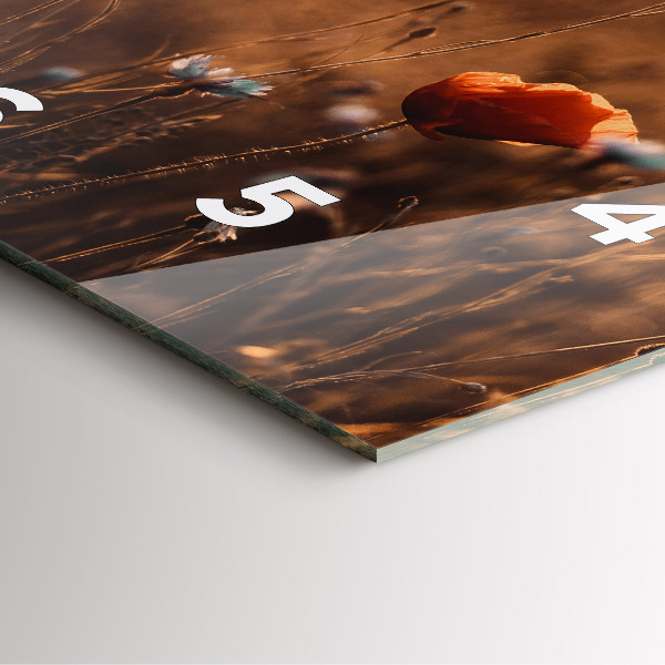 Square glass wall clock Field sunrise