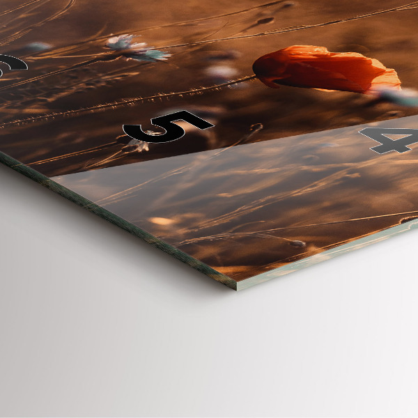 Square glass wall clock Field sunrise