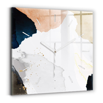 Square glass wall clock Abstraction spots