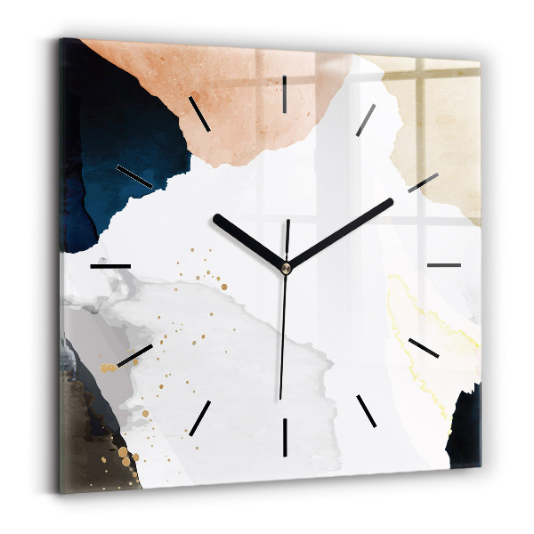 Square glass wall clock Abstraction spots