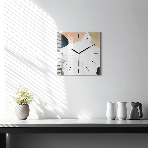 Square glass wall clock Abstraction spots