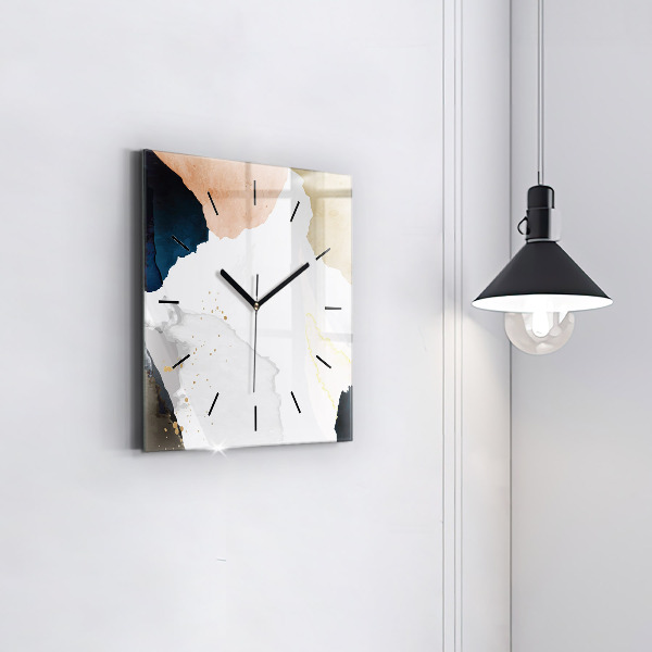 Square glass wall clock Abstraction spots