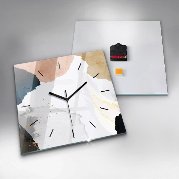 Square glass wall clock Abstraction spots