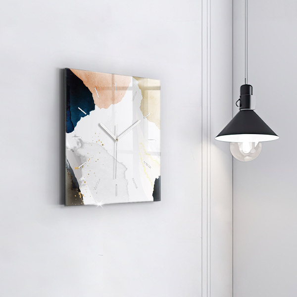 Square glass wall clock Abstraction spots