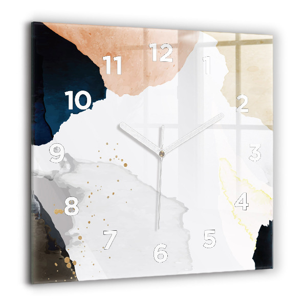 Square glass wall clock Abstraction spots